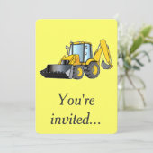 Birthday Party Invision with Backhoe Kaart (Staand voorkant)