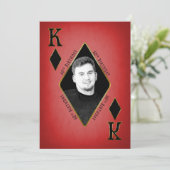 Birthday Party Invitation, 60th, Poker Kaart, Foto Kaart (Staand voorkant)
