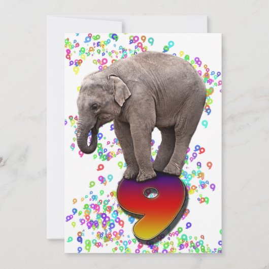 Birthday party invitation 9, with happy elephants kaart (Voorkant)