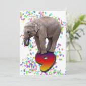 Birthday party invitation 9, with happy elephants kaart (Staand voorkant)