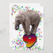 Birthday party invitation 9, with happy elephants kaart (Voorkant / Achterkant)