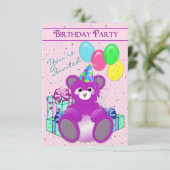 BIRTHDAY PARTY INVITATION - ADD CHILD'S AGE/TEDDY KAART (Staand voorkant)