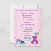 BIRTHDAY PARTY INVITATION - ADD CHILD'S AGE/TEDDY KAART (Achterkant)