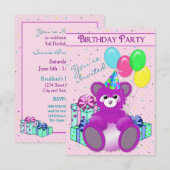 BIRTHDAY PARTY INVITATION - ADD CHILD'S AGE/TEDDY KAART (Voorkant / Achterkant)