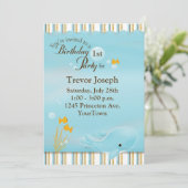 Birthday Party Invitation Beach of Pool Kaart (Staand voorkant)