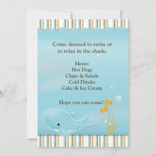 Birthday Party Invitation Beach of Pool Kaart (Achterkant)