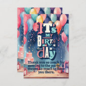 Birthday Party Invitation Bedankkaart (Voorkant / Achterkant)