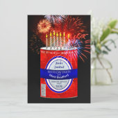 Birthday Party Invitation, Beer/Soda Can & Candle Kaart (Staand voorkant)