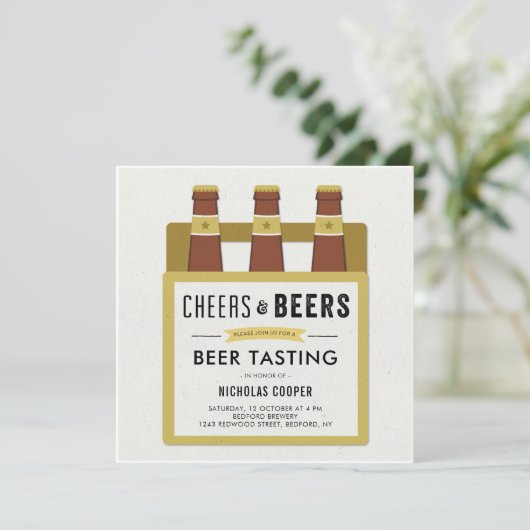 Birthday Party Invitation Beer Tasting Kaart (Staand voorkant)