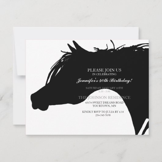 Birthday Party Invitation Black Arabian Horse Kaart (Voorkant)