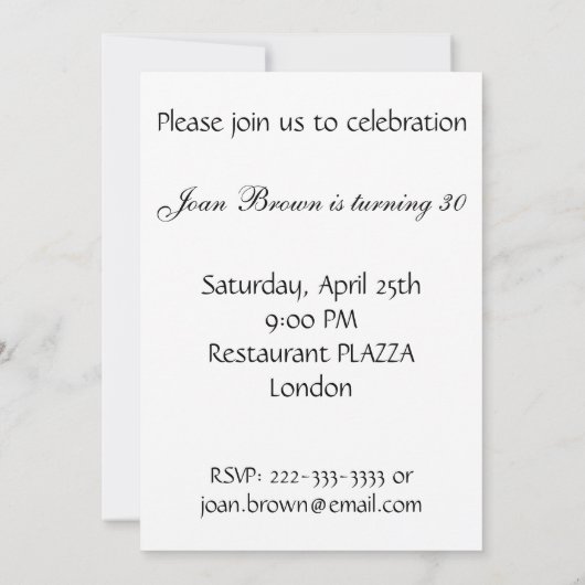 Birthday Party Invitation Black Diamond Bow Design Kaart (Achterkant)