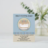 Birthday Party Invitation Blue and Cream Cake Kaart (Staand voorkant)