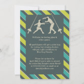 Birthday Party Invitation Blue and Yellow Fencing Kaart (Achterkant)