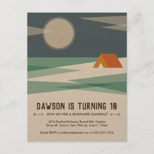 Birthday Party Invitation, Boy, Campout Kaart