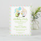 Birthday Party Invitation Boy & Girl Twins d2 Kaart (Staand voorkant)