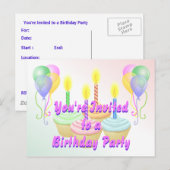 Birthday Party Invitation Briefkaart (Voorkant / Achterkant)