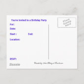 Birthday Party Invitation Briefkaart (Achterkant)