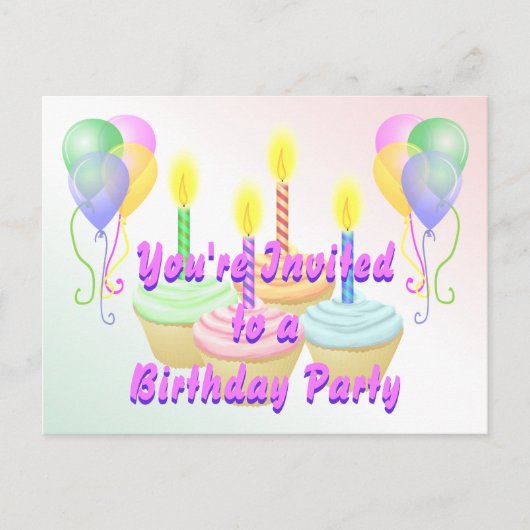 Birthday Party Invitation Briefkaart (Voorkant)