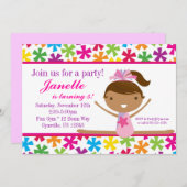 Birthday Party Invitation Bright Star Gymnasts Kaart (Voorkant / Achterkant)