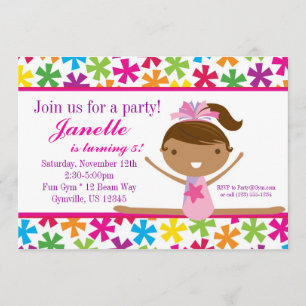 Birthday Party Invitation Bright Star Gymnasts Kaart