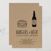 Birthday Party Invitation Burgers & Root Beer Kaart (Voorkant / Achterkant)