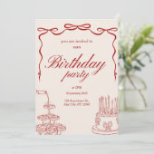 birthday party invitation card kaart (Staand voorkant)