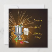 Birthday Party Invitation Champagne Kaart (Voorkant)