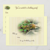 Birthday Party Invitation - Chipmunk Kaart (Voorkant / Achterkant)
