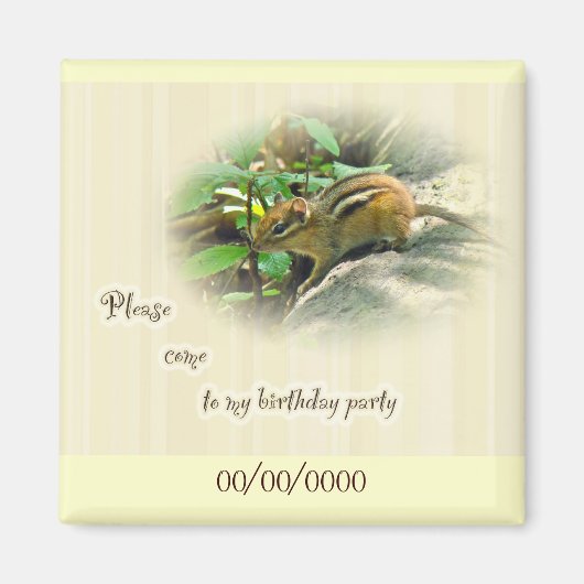 Birthday Party Invitation - Chipmunk Magneet (Voorkant)