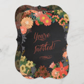 Birthday Party Invitation, Coral, Black Chalkboard Kaart (Voorkant / Achterkant)