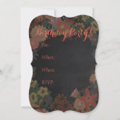 Birthday Party Invitation, Coral, Black Chalkboard Kaart (Achterkant)