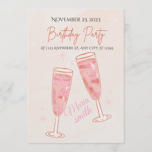 Birthday Party Invitation – Editable Colorful Temp Kaart (Voorkant)