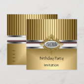Birthday Party Invitation Elegant Gold Kaart (Voorkant / Achterkant)
