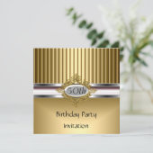 Birthday Party Invitation Elegant Gold Kaart (Staand voorkant)