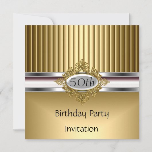 Birthday Party Invitation Elegant Gold Kaart (Voorkant)