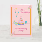 Birthday Party Invitation for Child in Pink (Voorkant)