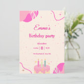 Birthday Party Invitation for Girls. Kaart (Staand voorkant)