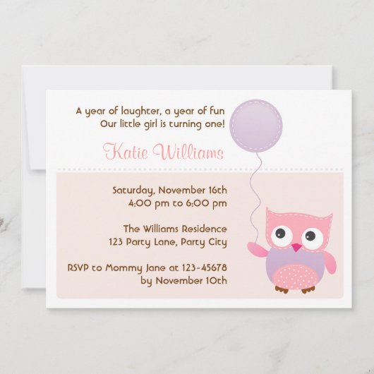 Birthday Party Invitation for Girls (Roze) Kaart (Voorkant)
