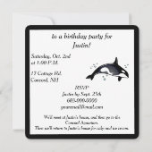 Birthday Party Invitation for Orca Whale Kaart (Achterkant)