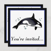 Birthday Party Invitation for Orca Whale Kaart (Voorkant / Achterkant)