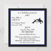 Birthday Party Invitation for Orca Whale Kaart (Achterkant)