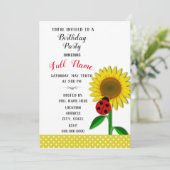 Birthday Party Invitation for Sunflower Design Kaart (Staand voorkant)
