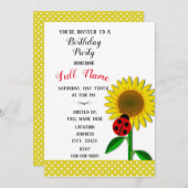 Birthday Party Invitation for Sunflower Design Kaart (Voorkant / Achterkant)