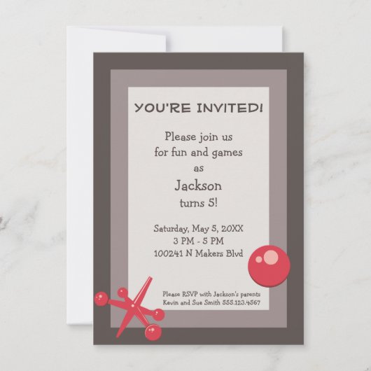 Birthday Party Invitation - Fun and Games Jacks Kaart (Voorkant)