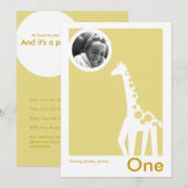 Birthday Party Invitation Gentle Giraffe Kaart (Voorkant / Achterkant)