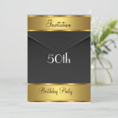 Birthday Party Invitation Gold 50th Birthday Party Kaart (Staand voorkant)