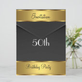 Birthday Party Invitation Gold 50th Birthday Party Kaart (Staand voorkant)