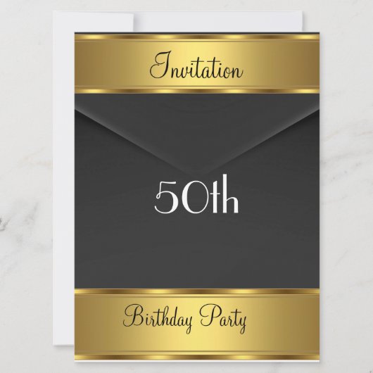 Birthday Party Invitation Gold 50th Birthday Party Kaart (Voorkant)