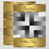 Birthday Party Invitation Gold Birthday Party Kaart (Voorkant / Achterkant)