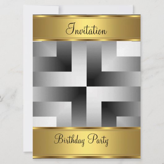 Birthday Party Invitation Gold Birthday Party Kaart (Voorkant)